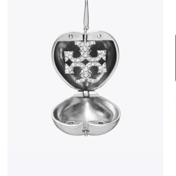 Tory Burch Heart Locket Earrings In Antique Pewter - Picture 14 of 15